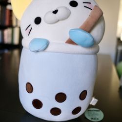 Boba Cat (Blue And White) Plushie NEW! (medium)