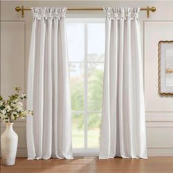 Madison Park Emilia Faux Silk Total Blackout Single Curtain with Privacy Lining, DIY Twist Tab Top, Window Drape for Living Room, Bedroom and Dorm, 95