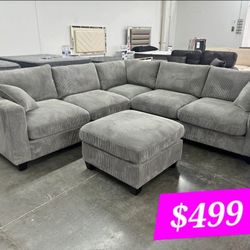 BRAND NEW 4PCS SECTIONAL SOFA SET WITH OTTOMAN AND ACCENT PILLOW INCLUDED $499