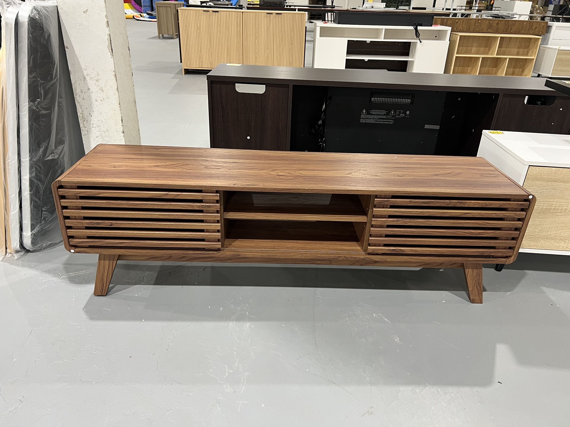 M-Ensley TV Stand, Mid Century Modern for 55/60/65 inch TV, Farmhouse TV Stand, Entertainment Center with Storage, TV and Media Console for Living Roo