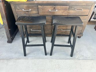 Pair of 29” Solid Wood Bar Stools – Black