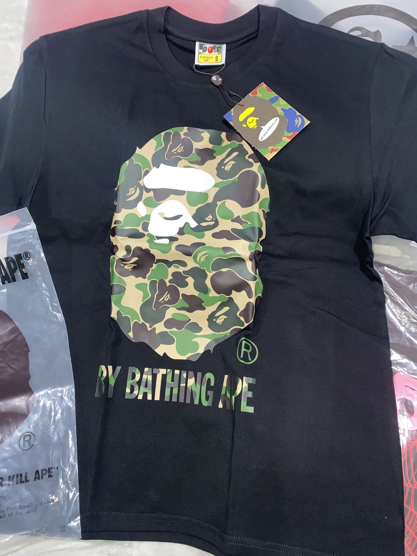 Black and green/brown camo bathing ape T shirt