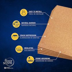 30-Sq.ft  2 ft  wide  x 3ft long x 6 mm thick Natural  Cork Sound Dampening Underlayment sheets