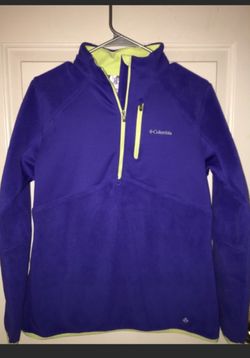 WOMEN'S COLUMBIA OMNI-HEAT 1/2 ZIP FLEECE PULLOVER SZ L Royal Blue