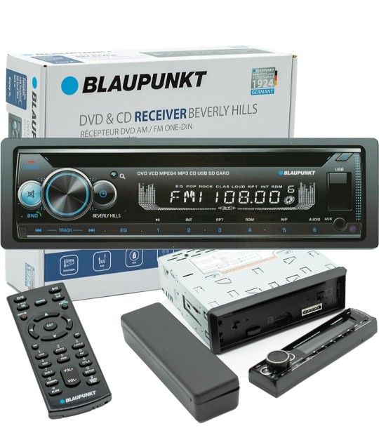 BLAUPUNKT Beverly Hills71 Multimedia Car Stereo - Single DIN LCD Display with Bluetooth Streaming, Hands-Free Calling, MP3/USB Front Aux, AM/FM Receiv