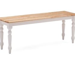 Boraam Farmhouse Bench, White/Natural 14 x 48 x 18


