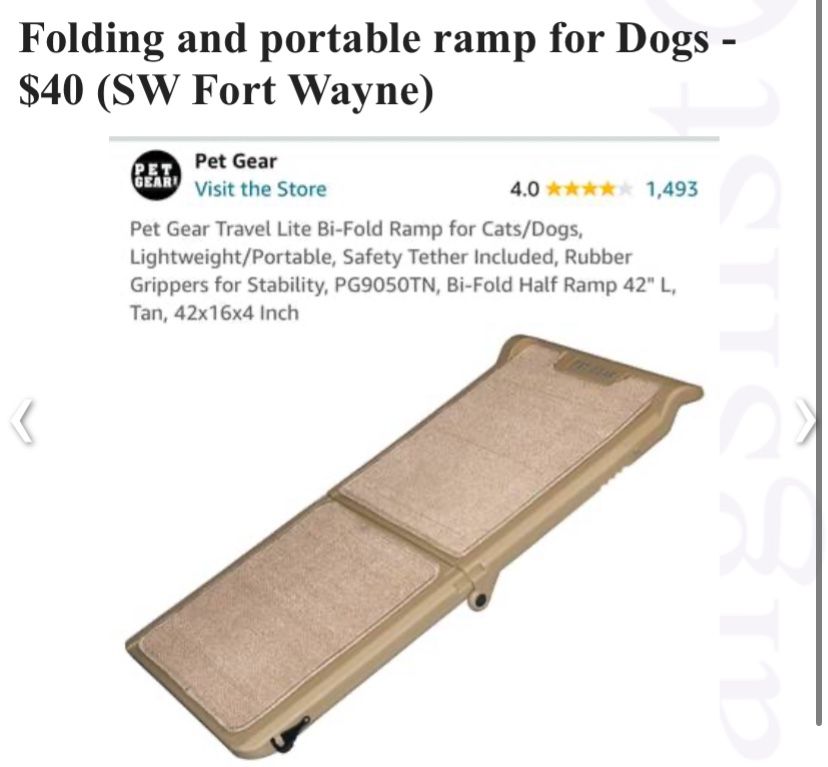 Folding and portable ramp for Dogs - $40 (SW Fort Wayne)