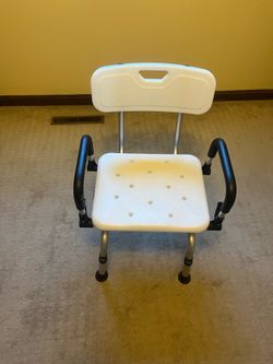 Swivel shower chair and portable bedside commode