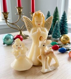 🌿Adorable vintage mid century Christmas candles, $15 for all 3