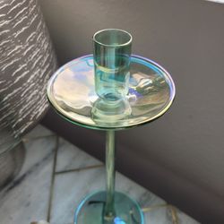 Green/Blue Glass Candle Holder