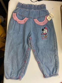 NWT vtg girls baby Mickey, 24months pants w embroidery