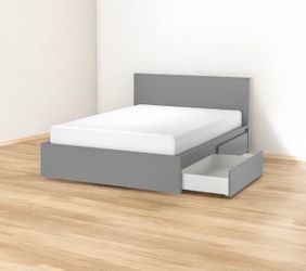 Malm grey  full-size bedframe w drawers