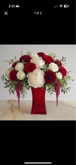 Set of 4 Red Glass Bud Vases
