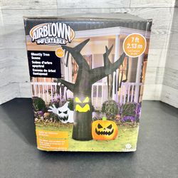 Halloween Gemmy 7 ft Ghostly Dead Tree Pumpkin Ghost Airblown LED Inflatable  TESTED 