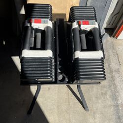 Dumbbell Adjustable Weights Powerblock 10-85lb With Stand 