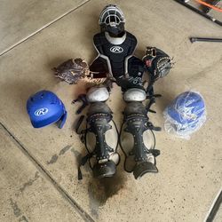 $225 OBO Rawlings catchers gear Bats helmets and gloves or sold separately 