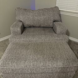 Grey Sofa And A Half (ottoman)