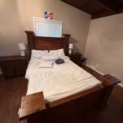 Queen bed frame and night stands
