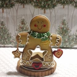 Heavy Gingerbread Man Tea Light Christmas Holiday Candle Holder