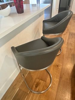 Mix Barstools Modern Gray Faux Leather Bar Stools – Set of 2
