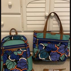 NEW Fossil Floral backpack and tote with leather straps