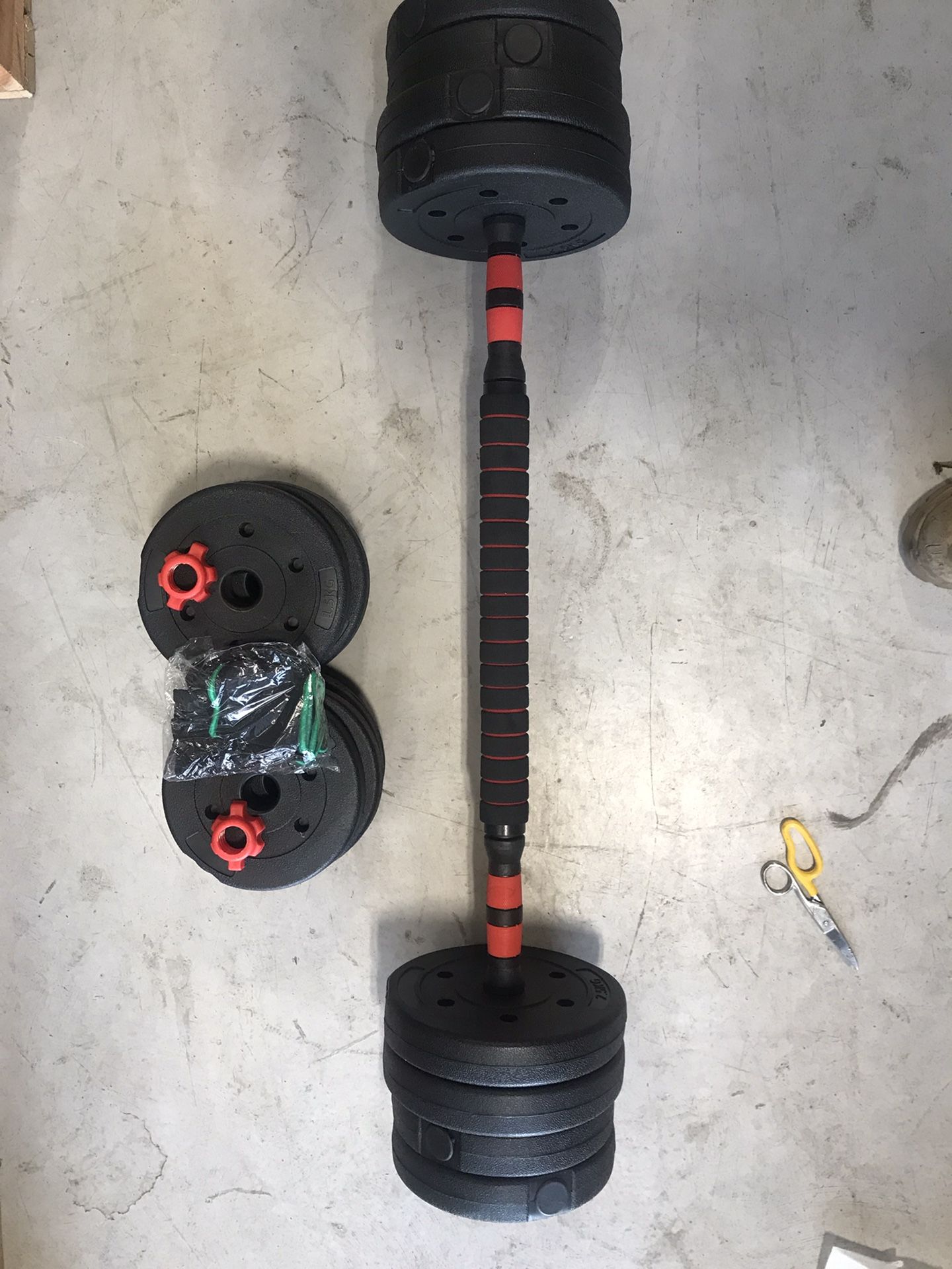 New Chrome workout dumbbell plates barbell set sale weight lifting 85 lb