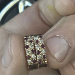 14k Gold Diamond And Ruby Earrings 