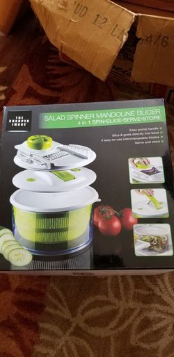 NEW SHARPER IMAGE 4 IN 1 SALAD SPINNER MANDILINE SLICER