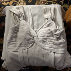 [SIZE 16A—fits plus-sized] Light Gray AZAZI Formal Dress Prom Like New