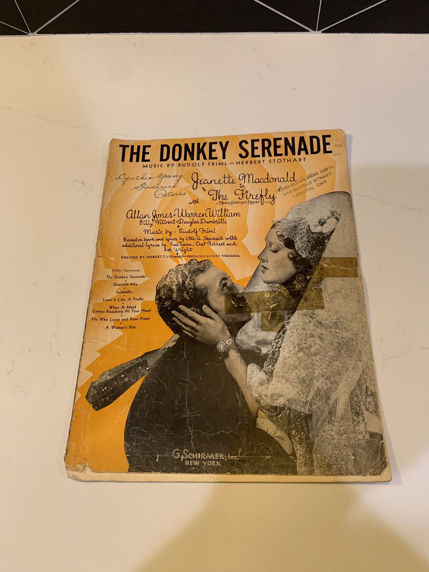 THE DONKEY SERENADE Jeanette Macdonald the Firefly Vintage Sheet Music TI1