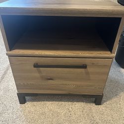 Wood Nightstand With Drawer End Table Storage Bedroom Furniture