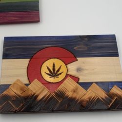 Colorado Marijuana 420 Leaf Themed Wooden Flag 10x15