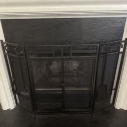Fireplace Screen with Door and Tools Set