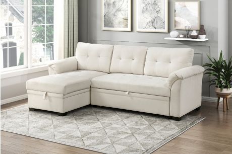 2 PIECE REVERSIBLE SECTIONAL HIDDEN STORAGE PULL OUT BED