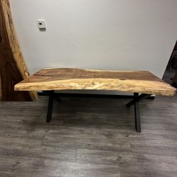 79.5” Solid Rain Tree Live Edge Dining Table – Seats 6–8 