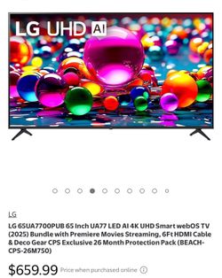 65UA7700 65 Inch UA77 LED AI 4K UHD Smart webOS