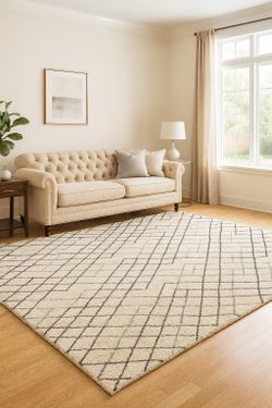8x10 Hand Tufted Modern Area Rug – Soft Geometric Pattern Carpet