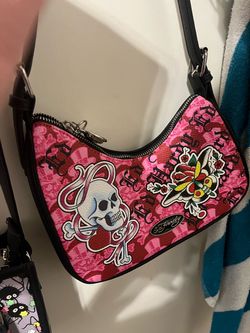 Ed Hardy Pink Graphic Crossbody Bag