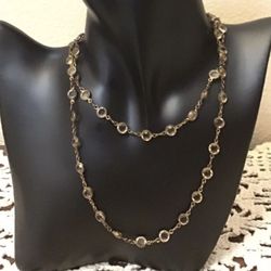 NWT Cookie Lee Yellow Crystal Necklace in Old Gold Tone.