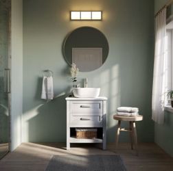 Vanity with White Engineered Stone Top