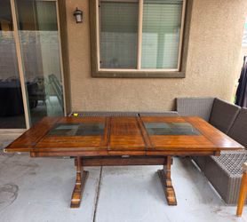 EXTENDABLE DINING TABLE with SLate Inlay