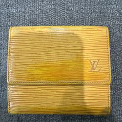 Authentic Louis Vuitton yellow/purple epi leather Elise billfold small wallet