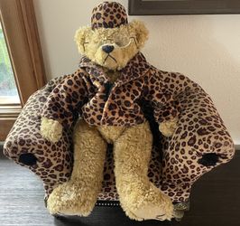 Vintage Ty Plush Bear 1993 Isabella and Leopard Doll Loveseat Chair Bundle