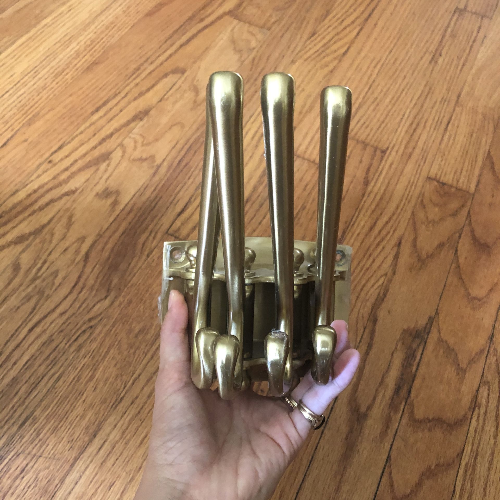 Brass Rack movable hooks hats coats scarves bags etc