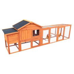 111.5 Wooden Chicken Coop, Large Outdoor Hen House with Nesting Box Poultry Cage, Rabbit Hutch Bunny Cage , Waterproof UV Panel for Outdoor Backyard