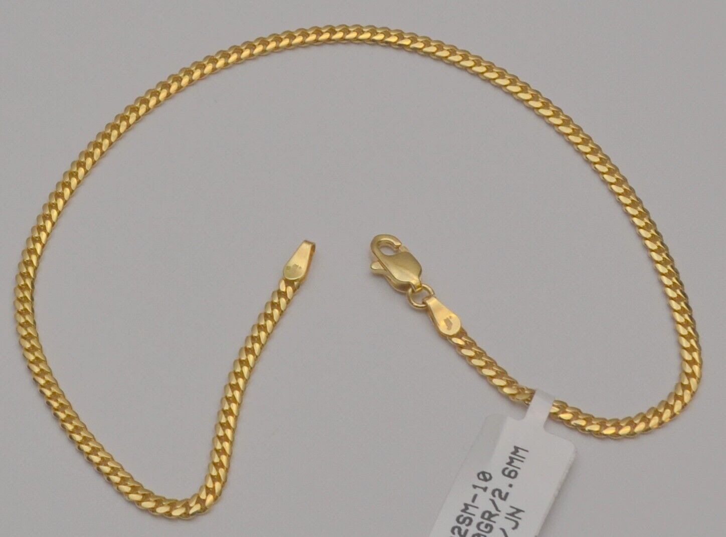 Gold chain 10k solid yellow cuban link anklet bracelet 10 in 2.6 mm 5.0