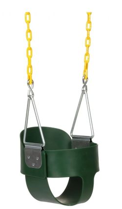 Heavy-Duty Green High Back Toddler Swing – Infant Bucket Swing Seat with Coated Chains