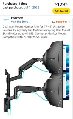 Dual Monitor Arm Wall Mount for 17-49"