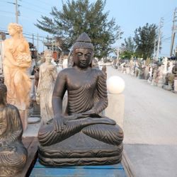 Concrete Resin Fiberglass Buddha Statue / Cement Fiberglass Backyard Patio Buddhas