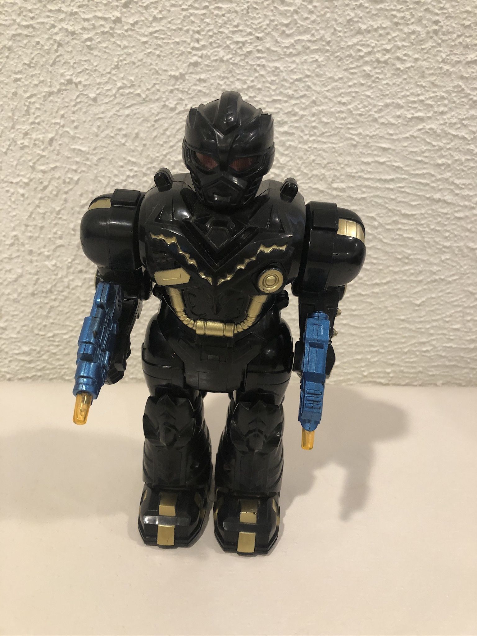 Vintage Collectible 9” Tall Action Blasting Robot, Moves Forward Lights With Sound